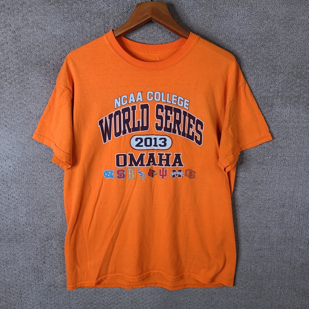 The Victory‎ Shirt Mens L Orange 2013 NCAA College World Series Omaha Cotton